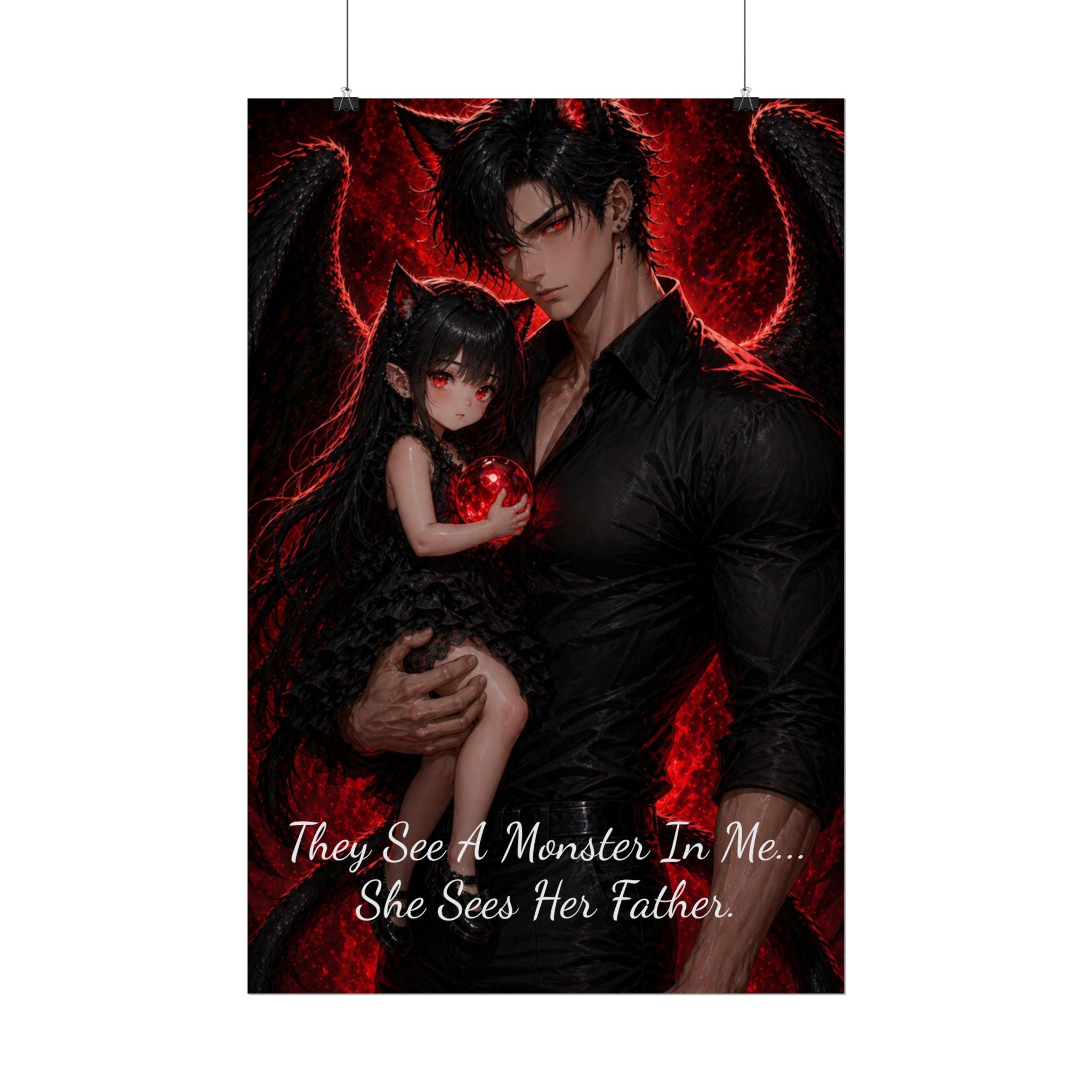 Demon & Shiva Poster — Rolled Wall Art with Quote: "They See A Monster In Me... She Sees Her Father"