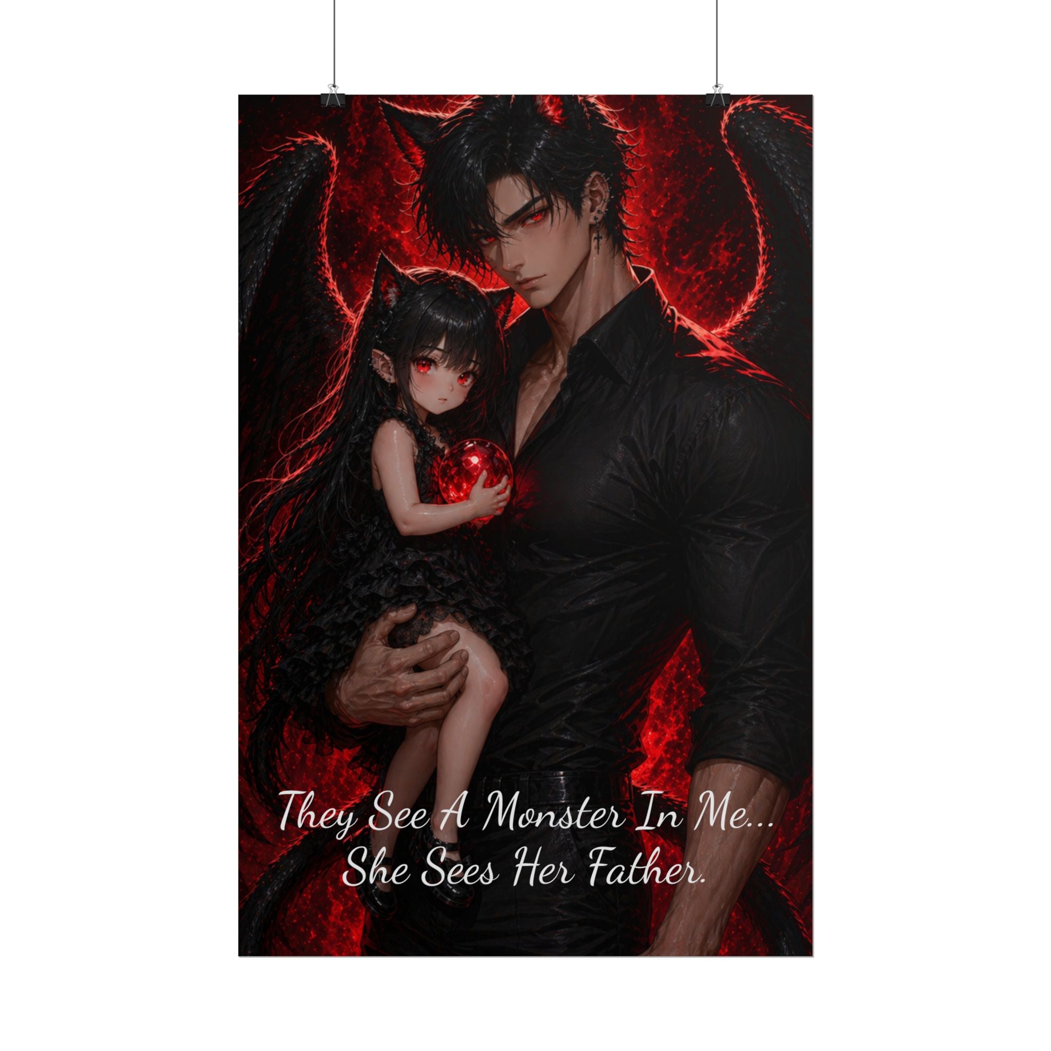 Demon & Shiva Poster — Rolled Wall Art with Quote: "They See A Monster In Me... She Sees Her Father"