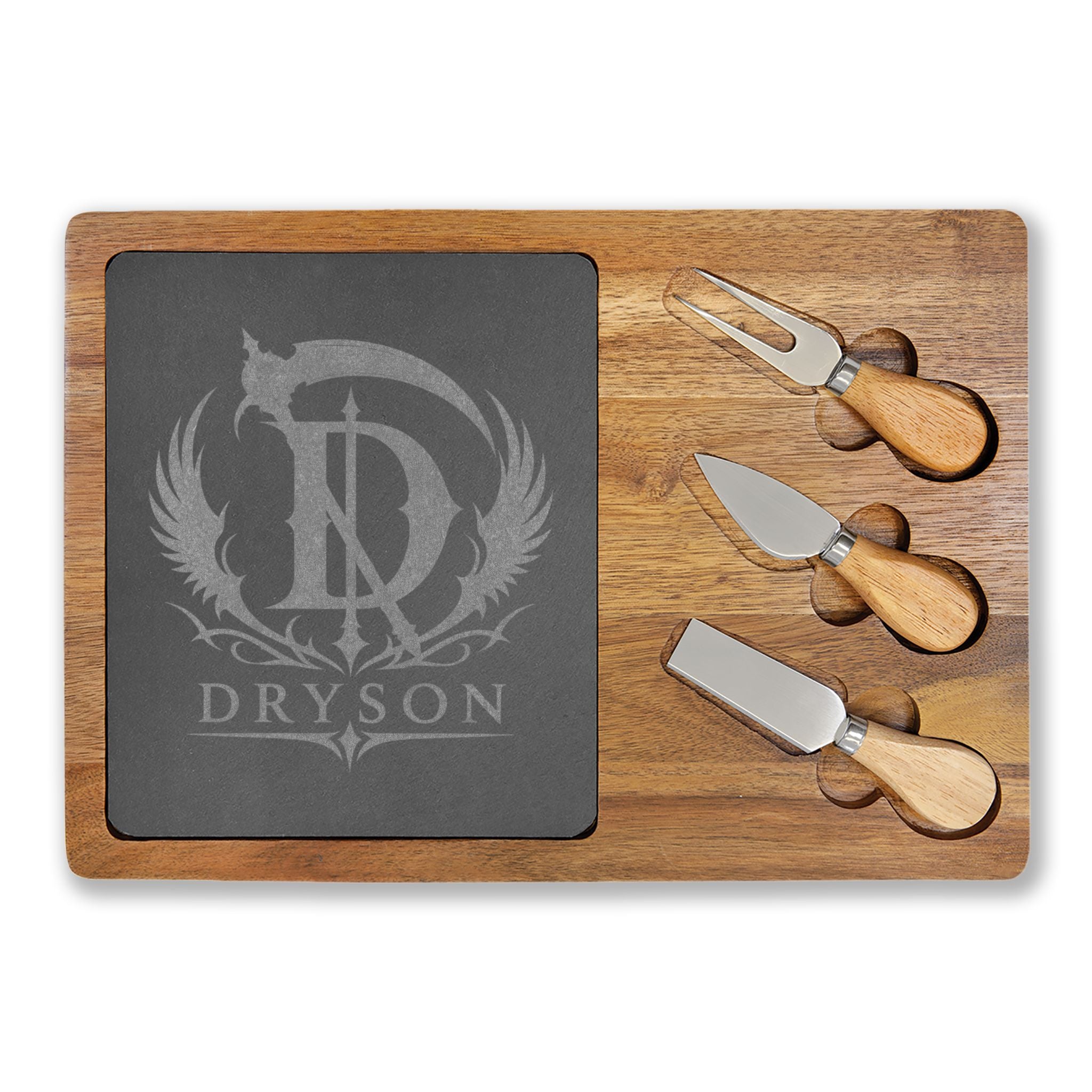 (Dryson) Charcuterie Board with Marble Inset and Cheese Tools