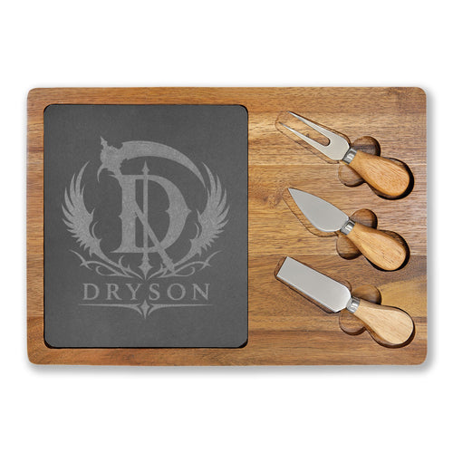 (Dryson) Charcuterie Board with Marble Inset and Cheese Tools