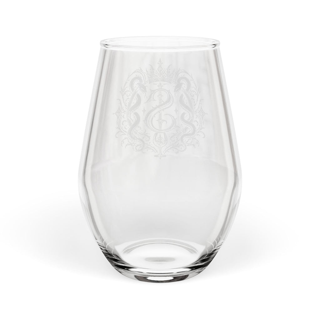 Monogrammed Crest Stemless Wine Glass — (Scaris) 11.75 oz